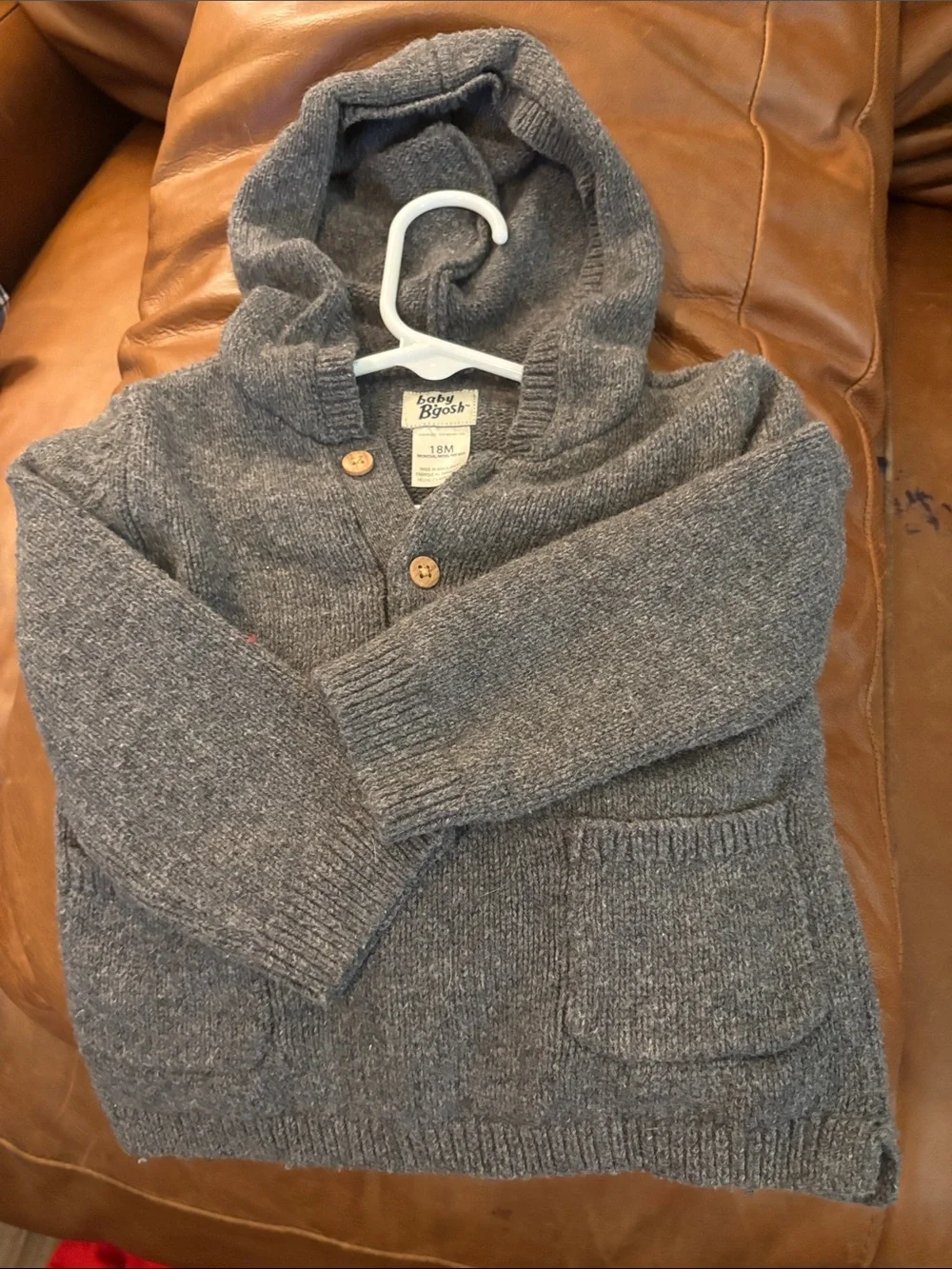 Baby Osh Gosh Hooded Knit Sweater - Heather Gray